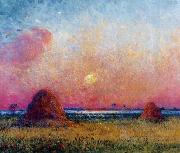 unknow artist Wheat Stack at Sunset oil painting on canvas
